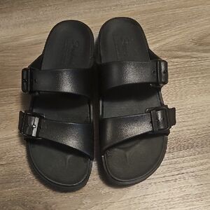 SKECHERS Ladies Dual Buckle Black Sandals